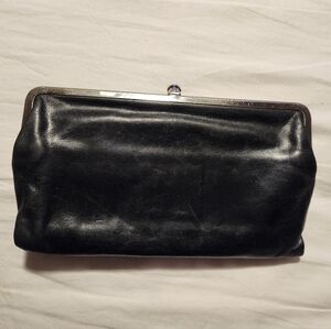 HOBO Black Leather Frame-Top Clutch